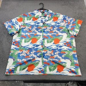 NOVA MEN Shirt Mens 3XL Blue Rise Of Love Short Sleeve Button Hawaiian Casual